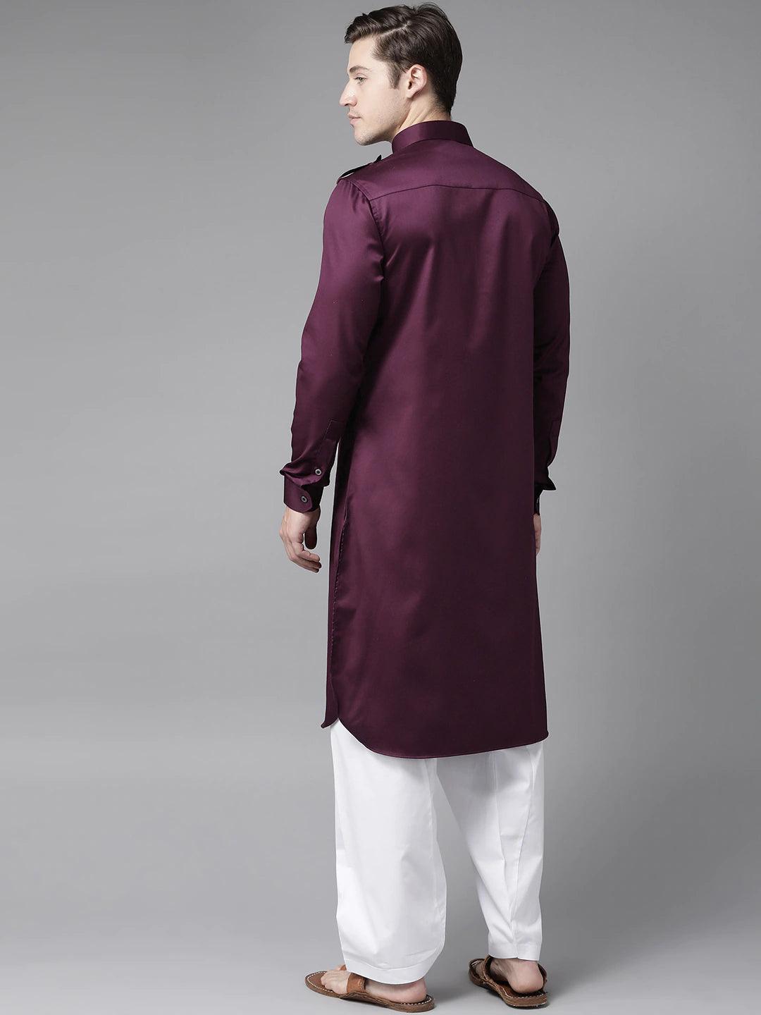 FM -  Men Purple Pathani Kurta with Salwar - Fabmade