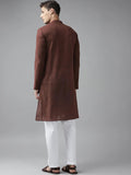 FM-Men Brown Cotton Linen kurta - Fabmade