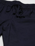 Men's  Navy Blue Cotton Linen Pyjama - Fabmade