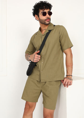 Fabmade Khaki Ease Linen Co-Ord Set