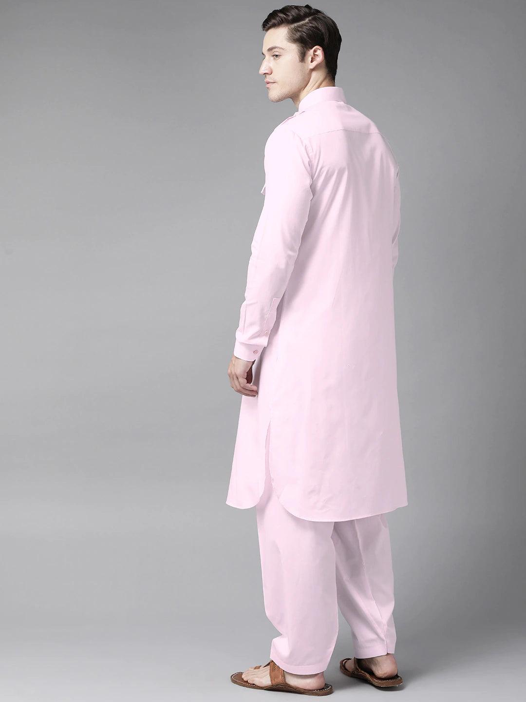 FM -  Men Pink Pathani Kurta - Fabmade