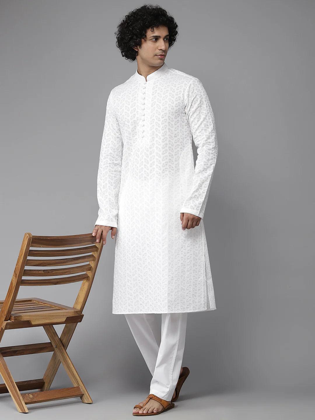 Elegant Chikankari Embroidered Straight Kurta - Fabmade