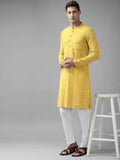 FM-Men Yellow Cotton Linen kurta - Fabmade