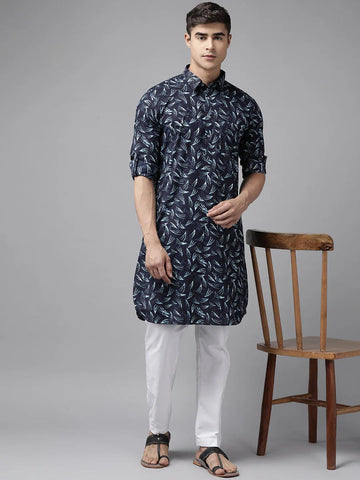 FM - Pure Cotton Pathani Kurta Print with Pyjama - Fabmade