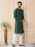 Green Chanderi Silk Kurta pyjama - Fabmade