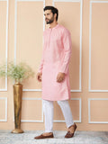 Pink Chanderi Silk Kurta Pyjama - Fabmade
