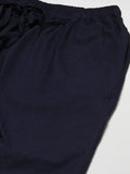 Men's  Navy Blue Cotton Linen Pyjama - Fabmade