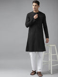 FM-Men Z-Black Cotton Linen kurta Pyjama - Fabmade