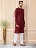 Dark Maroon Chanderi Silk Kurta - Fabmade