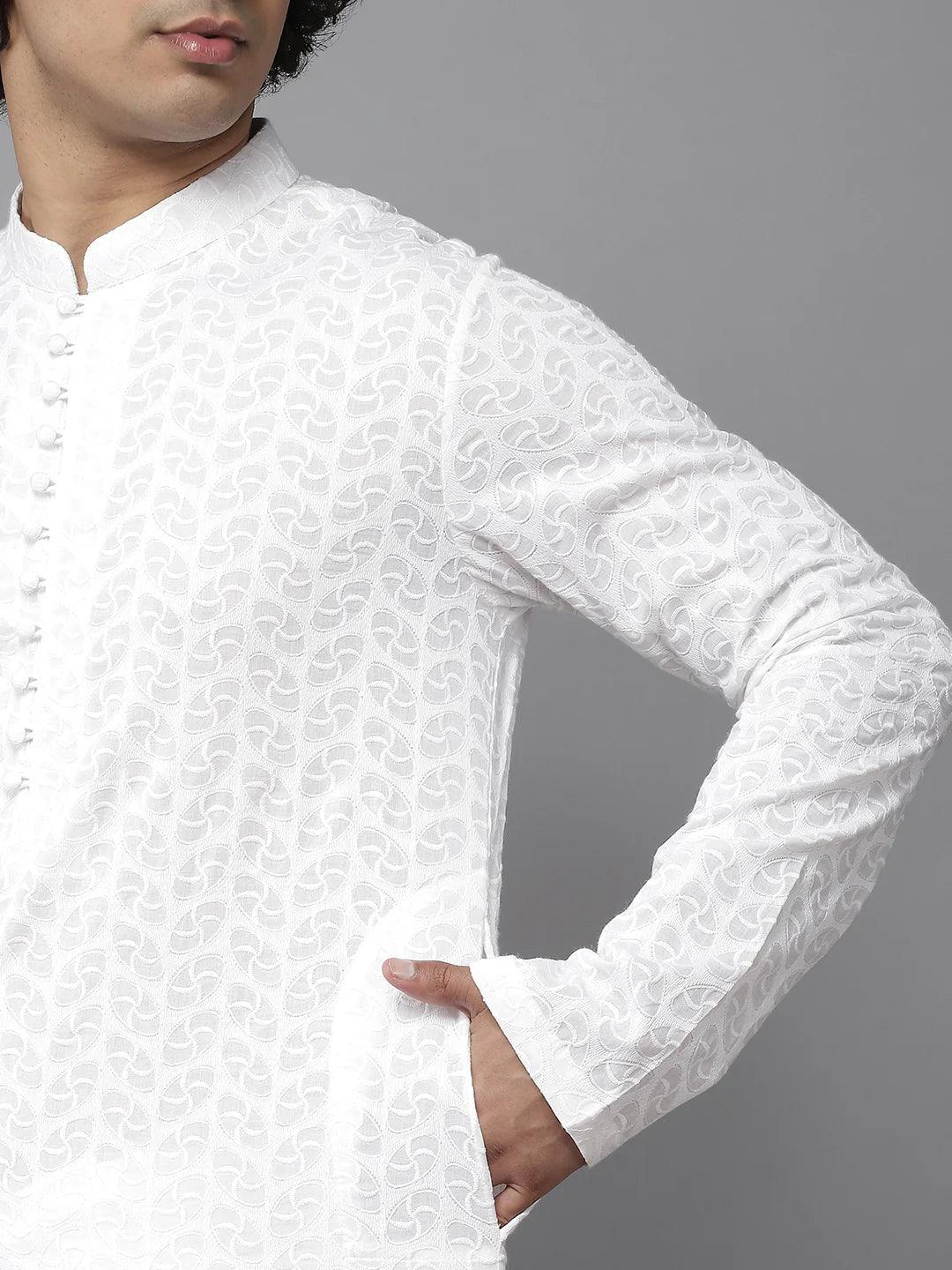 Elegant Chikankari Embroidered Straight Kurta - Fabmade