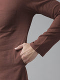FM-Men Brown Cotton Linen kurta - Fabmade