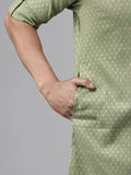 Pure Cotton Olive Green Printed Pathani Kurta Pyjama (Copy) - Fabmade