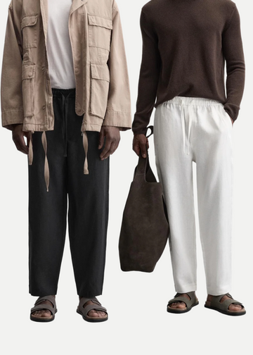 Men’s Linen Pajama Combo – White & Black (Pack of 2)