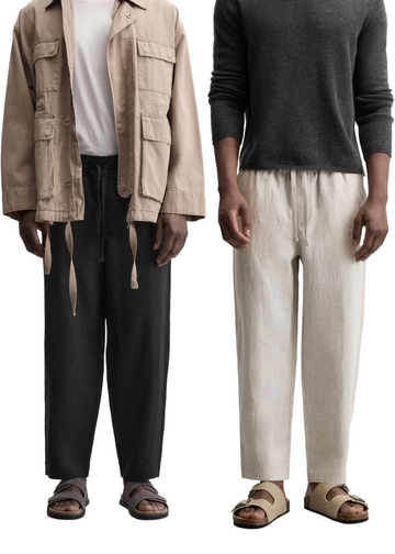 Men’s Linen Pajama Combo – Beige & Black (Pack of 2)