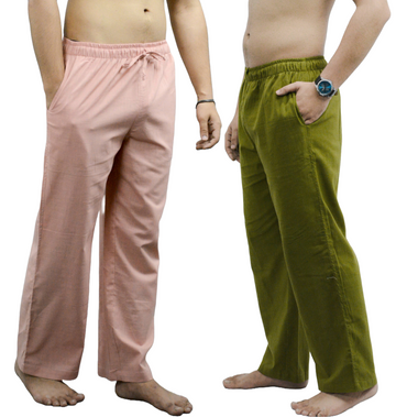 Peach & Olive Combo Linen Pajama