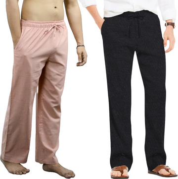 Peach & Black Combo Linen Pajama