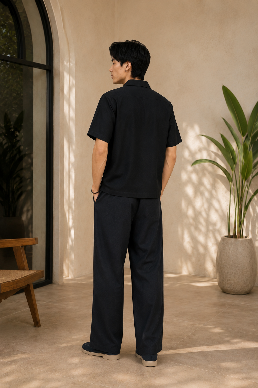 Midnight Bloom Printed Linen Co-ord Set (Shirt & Trousers)