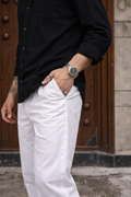 Men Cotton White Pyjama Losse fit Pant Fabmade