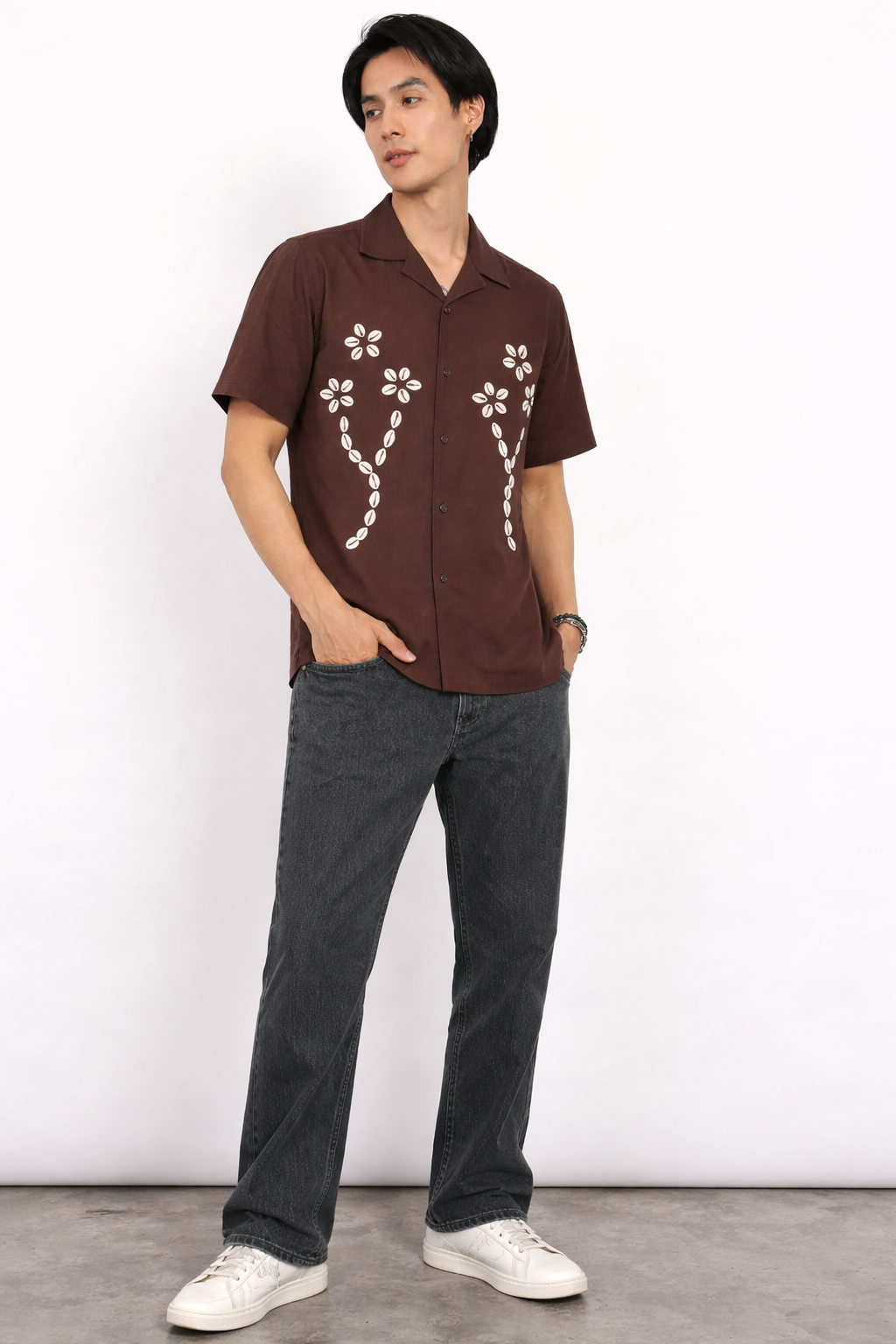 Fabmade Brown Bloom 2 Linen Shirt