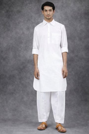 FM - White Pathani  Suit For Men