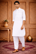 FM - White Pathani  Suit For Men fabmade