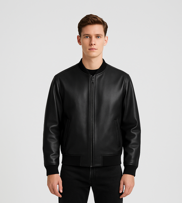 Bomber Leather Shacket for Men