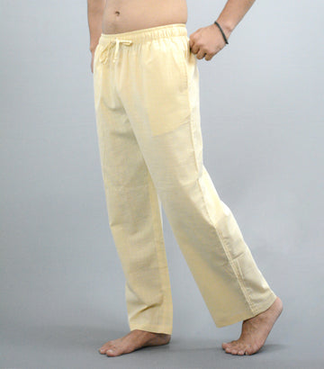 Men's Beige Cotton Linen  Pyjama