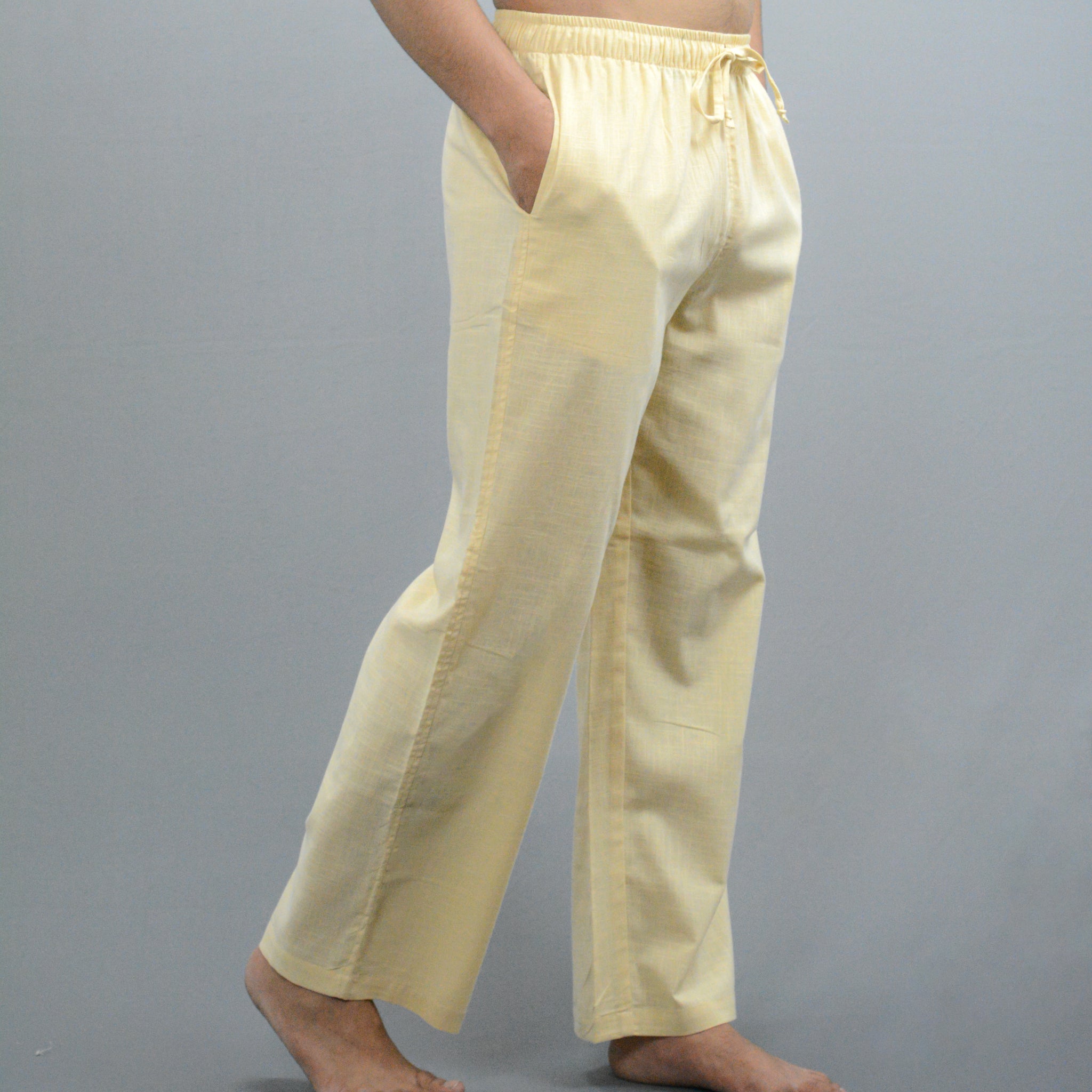 Men's Beige Cotton Linen  Pyjama