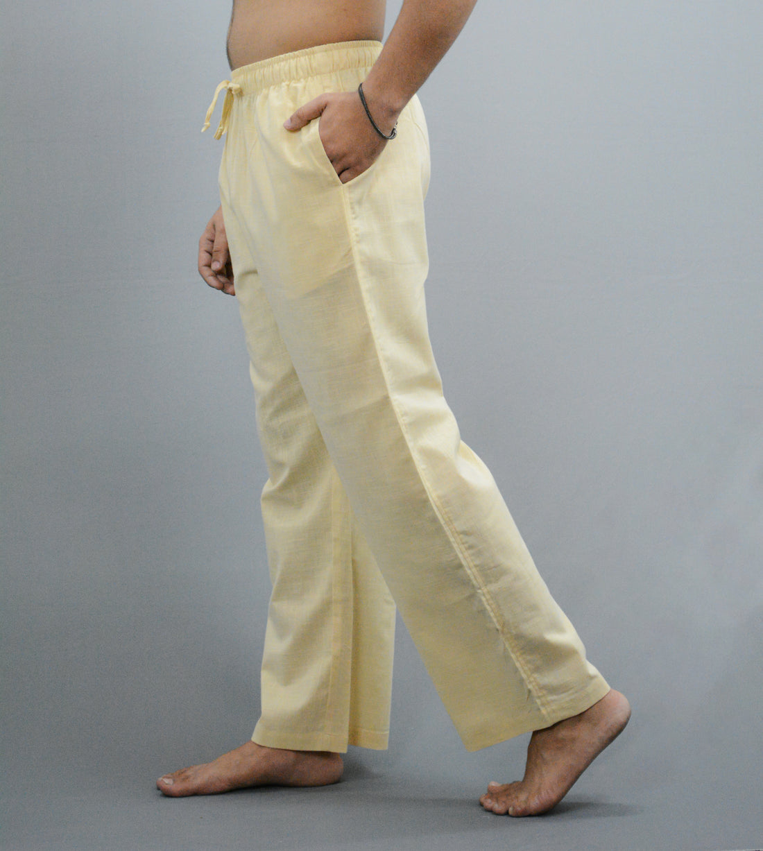 Men's Beige Cotton Linen  Pyjama