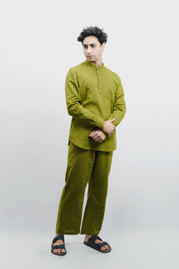 Men’s Olive Green Linen Co-ord Set