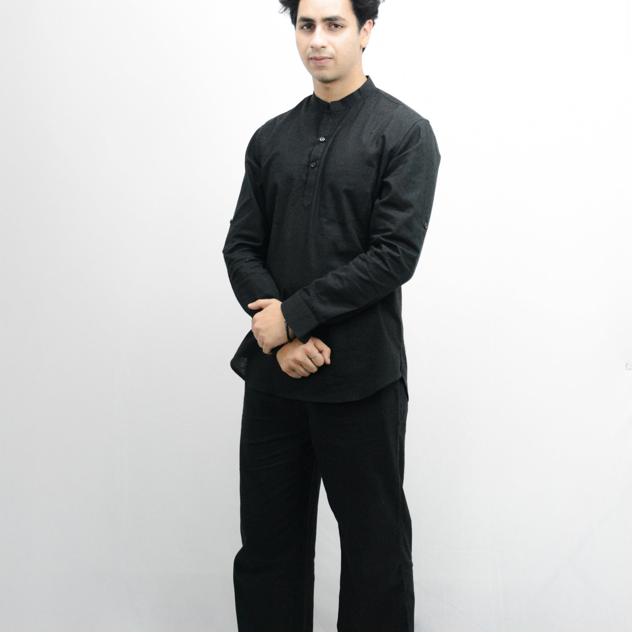 Men’s Cotton Co-ord Set – Black