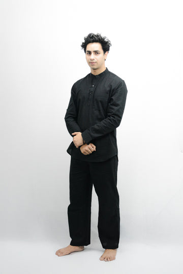 Men’s Cotton Co-ord Set – Black