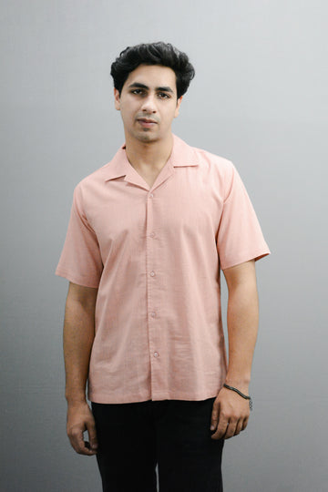men’s peach cotton linen shirt