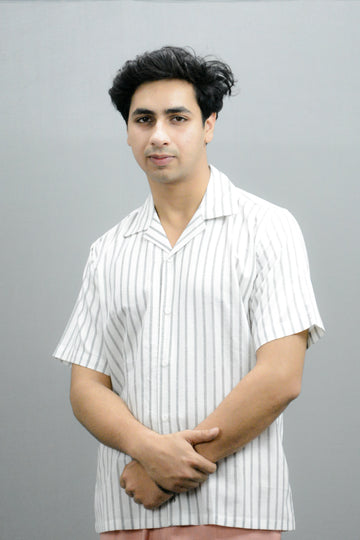 Men’s White Shirt with Black Stripes