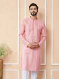 Pink Chanderi Silk Kurta Pyjama - Fabmade