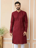 Dark Maroon Chanderi Silk Kurta - Fabmade