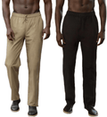 Men's Khaki & Black Cotton Pyjama Combo - Fabmade