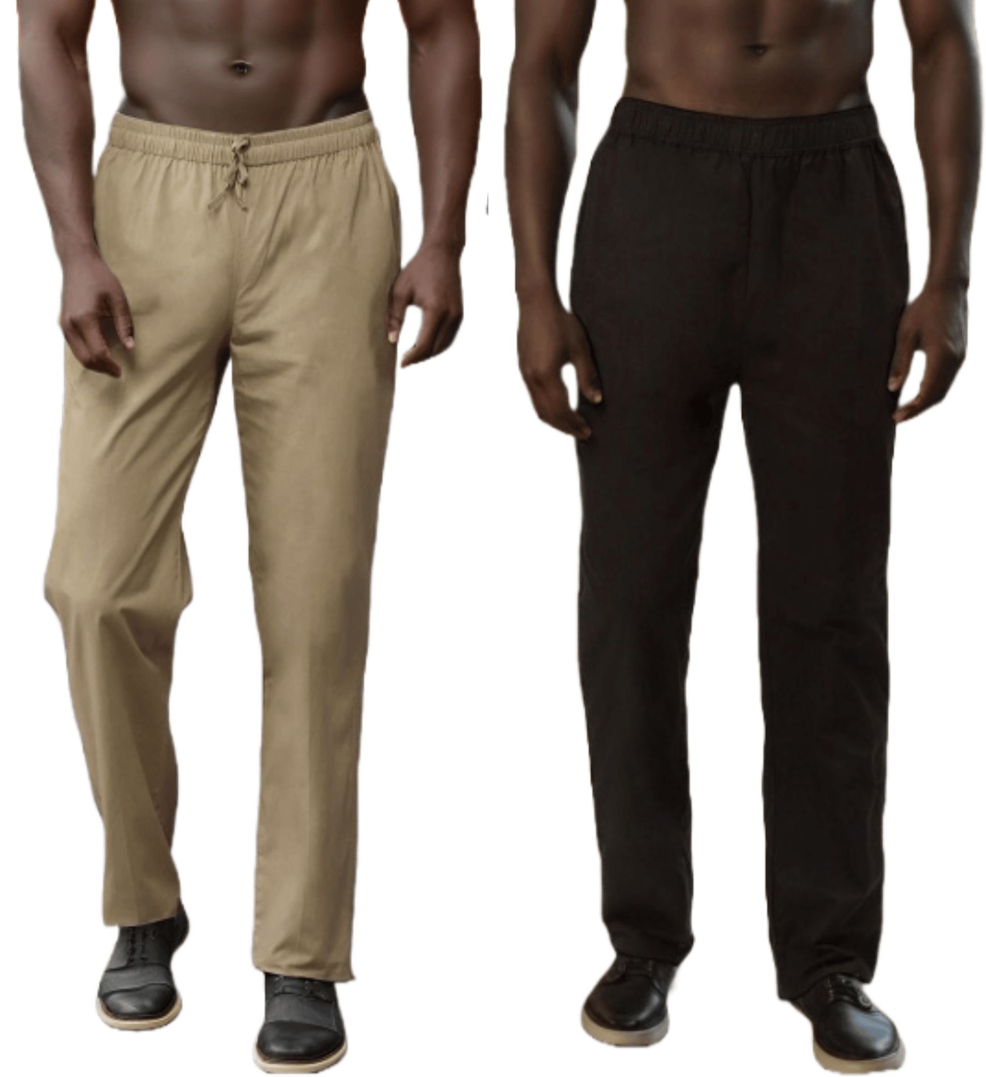 Men's Khaki & Black Cotton Pyjama Combo - Fabmade
