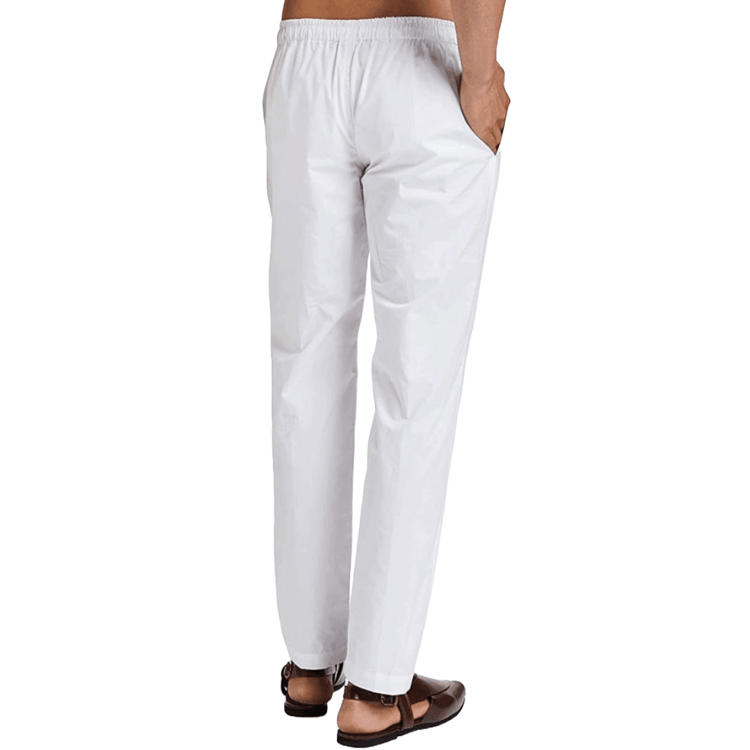 Men's White Cotton Pyjama Combo - Fabmade