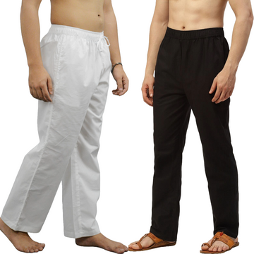 White Black Combo Men Linen Pajama