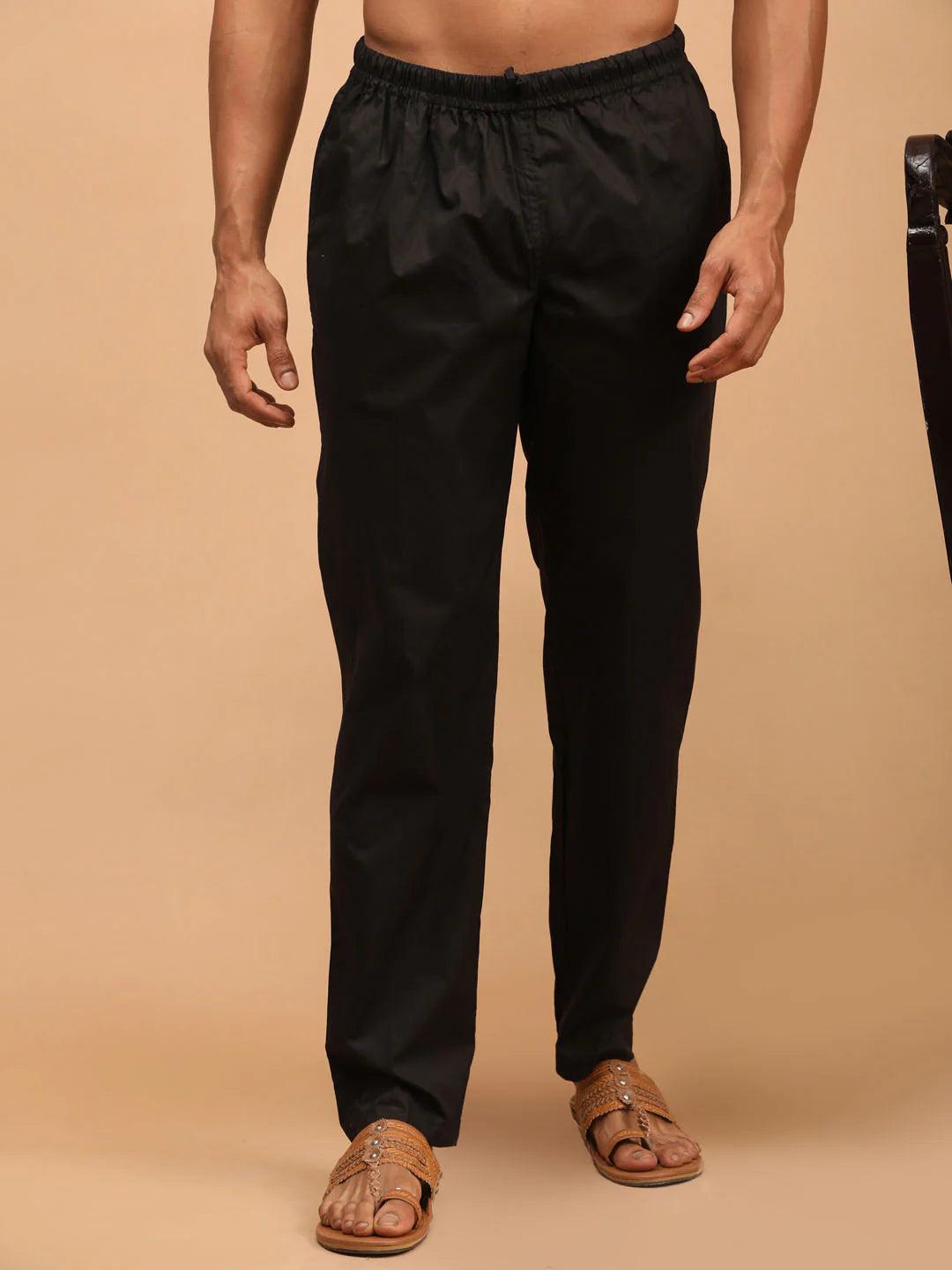 Men's Z-Black Cotton Linen Pyjama - Fabmade