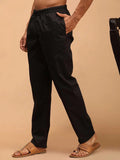 Men's Z-Black Cotton Linen Pyjama - Fabmade