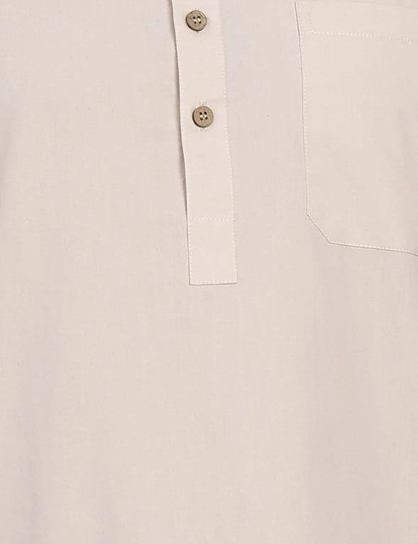 FM - Beige Cotton Linen Pathani kurta with Salwar Fabmade