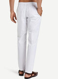 Men's White Cotton Linen Pyjama - Fabmade