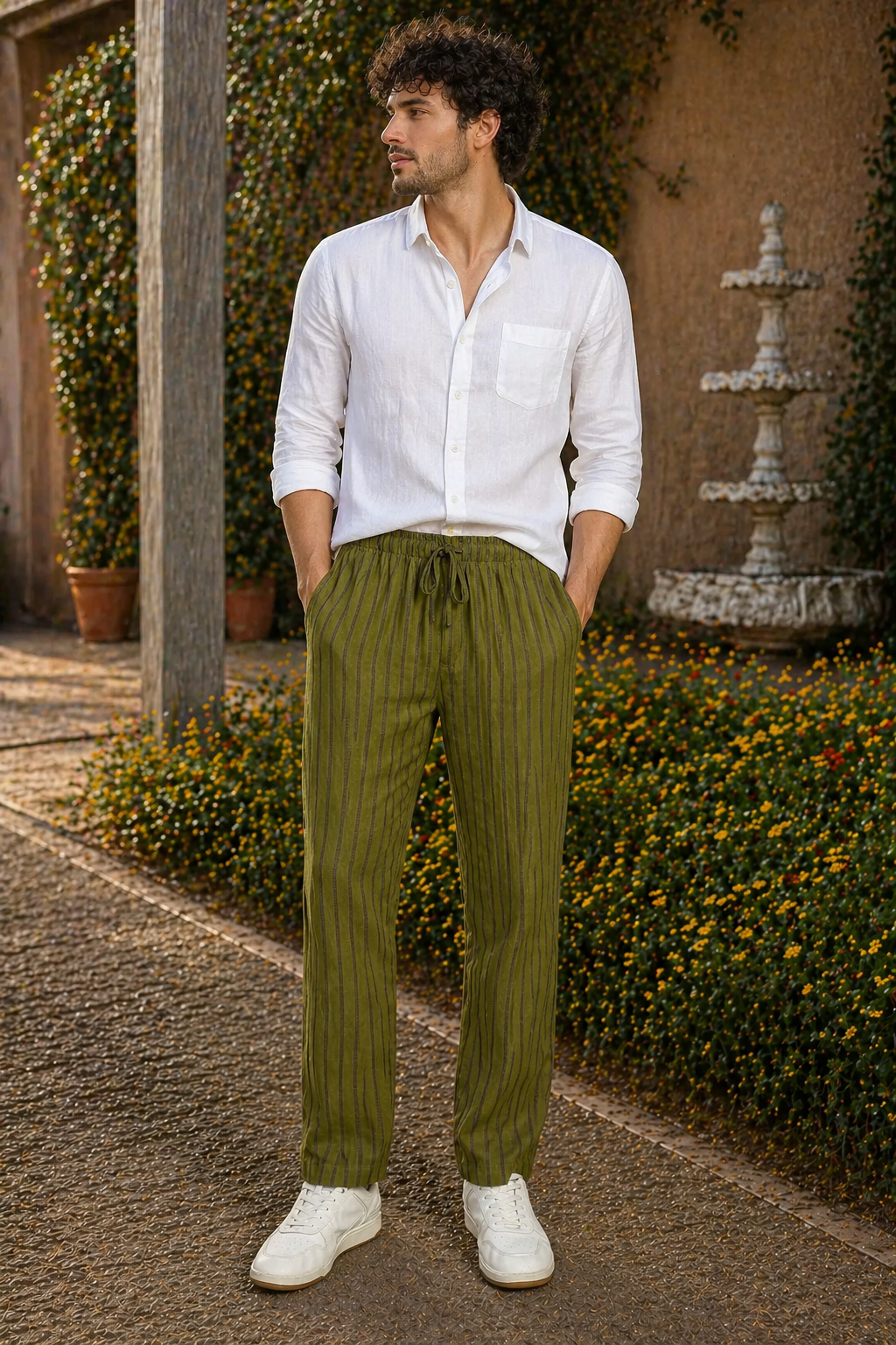 Fabmade Line olive LinenCotton Pajama VE-2