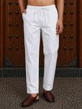 Men's White Cotton Linen Pyjama fabmade